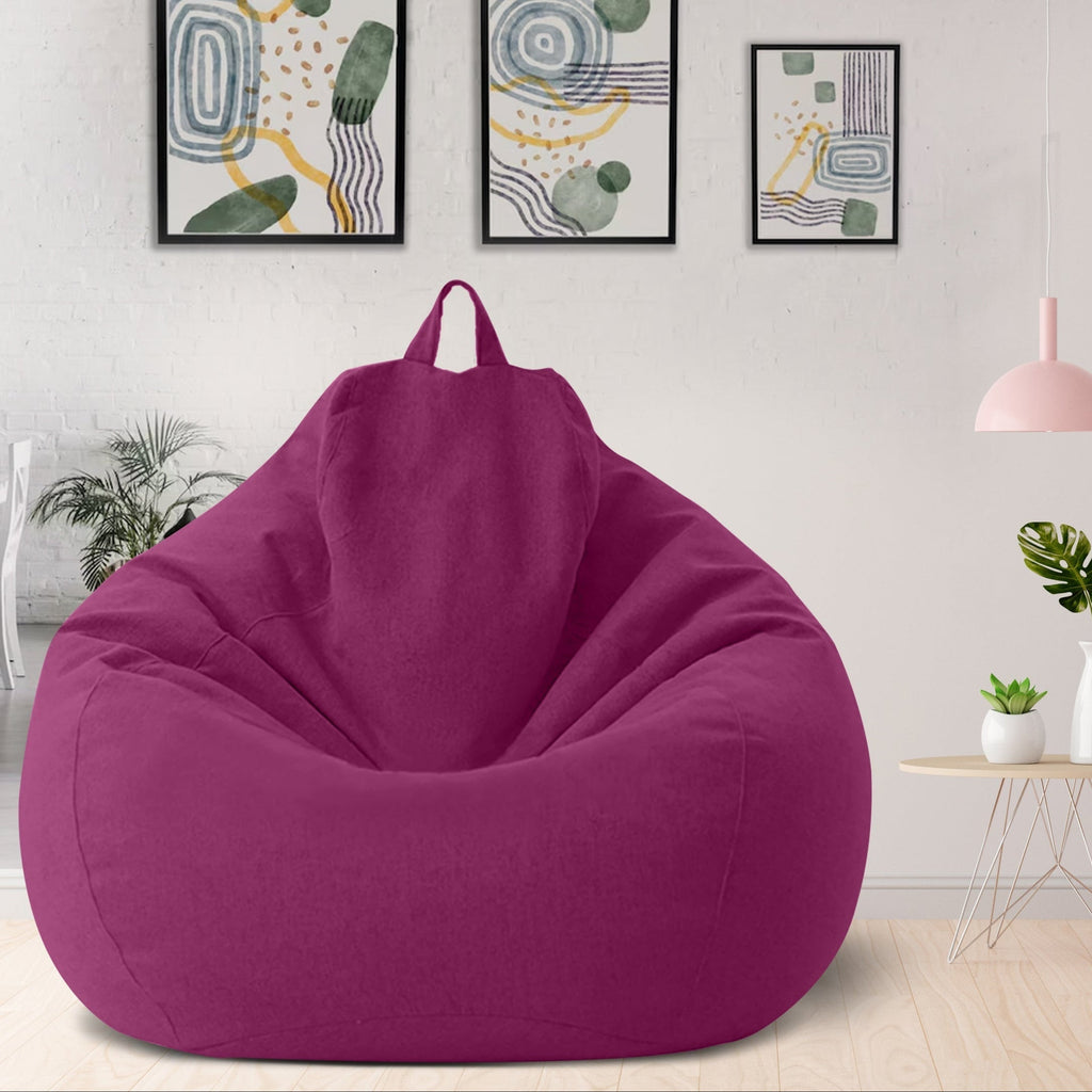 Bean Bag Chair Cover Linen Look Lazy Sofa Cover without Filling Removable Washable Teardrop Bean Bag Cover for Living Room | Bedroom and Playroom