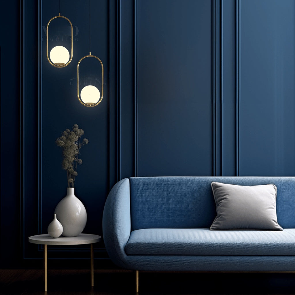 Oval Cage Globe Pendant Light With Minimal Frame