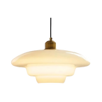 Art Deco Layered Glass Pendant Light With Dome Shade