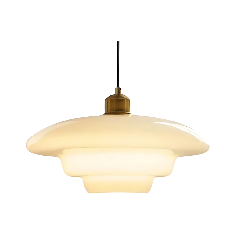 Art Deco Layered Glass Pendant Light With Dome Shade
