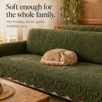 Embossed Plush Sofa Cover Non Slip Couch Protector with Botanical Leaf Pattern and Silicone Grip Backing Pet Friendly Sofa Seat Cover for Living Room