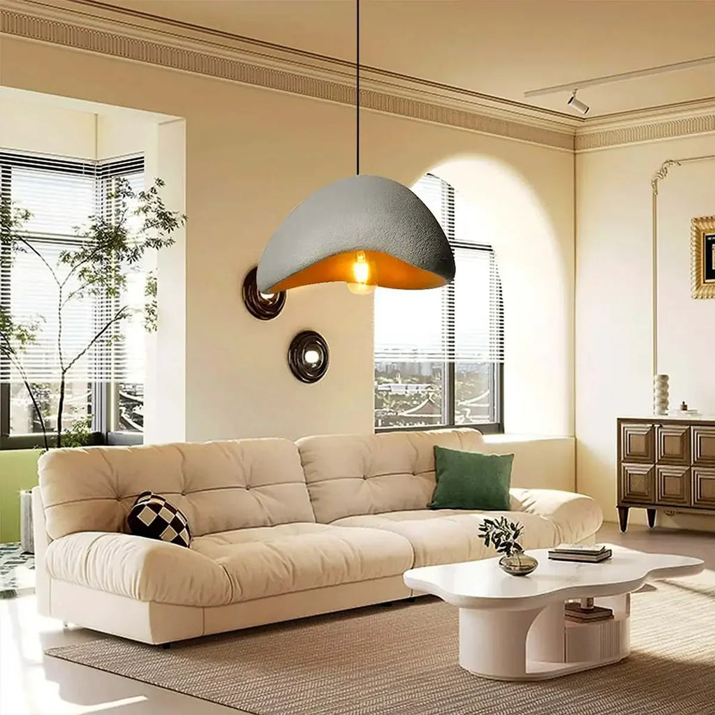 Japandi Cloud Pendant Light With Textured Polystyrene Shade