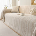 Chenille Sofa Cover Scratch Resistant Washable Sofa Throw with Herringbone Pattern and Fringe for Pet Owners and Families