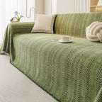 Chenille Sofa Cover Scratch Resistant Washable Sofa Throw with Herringbone Pattern and Fringe for Pet Owners and Families