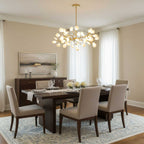 Branching Sputnik Chandelier With Frosted Teardrop Glass Shades