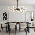 Branching Sputnik Chandelier With Frosted Teardrop Glass Shades