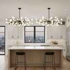 Branching Sputnik Chandelier With Frosted Teardrop Glass Shades