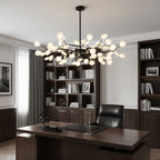 Branching Sputnik Chandelier With Frosted Teardrop Glass Shades