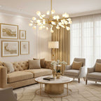 Branching Sputnik Chandelier With Frosted Teardrop Glass Shades