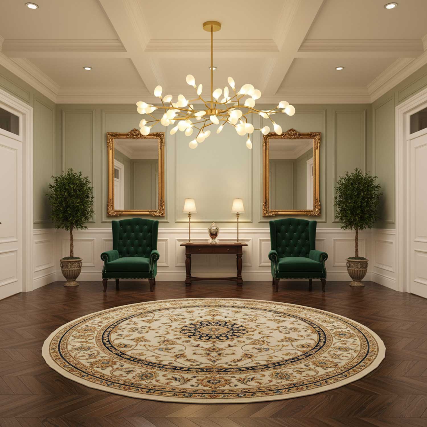 Branching Sputnik Chandelier With Frosted Teardrop Glass Shades