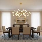 Branching Sputnik Chandelier With Frosted Teardrop Glass Shades
