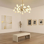 Branching Sputnik Chandelier With Frosted Teardrop Glass Shades