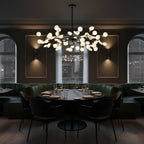 Branching Sputnik Chandelier With Frosted Teardrop Glass Shades