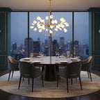 Branching Sputnik Chandelier With Frosted Teardrop Glass Shades