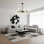 Branching Sputnik Chandelier With Frosted Teardrop Glass Shades
