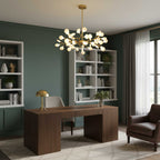 Branching Sputnik Chandelier With Frosted Teardrop Glass Shades