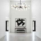 Branching Sputnik Chandelier With Frosted Teardrop Glass Shades