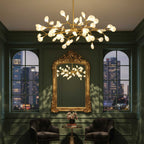 Branching Sputnik Chandelier With Frosted Teardrop Glass Shades