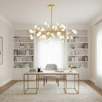 Branching Sputnik Chandelier With Frosted Teardrop Glass Shades