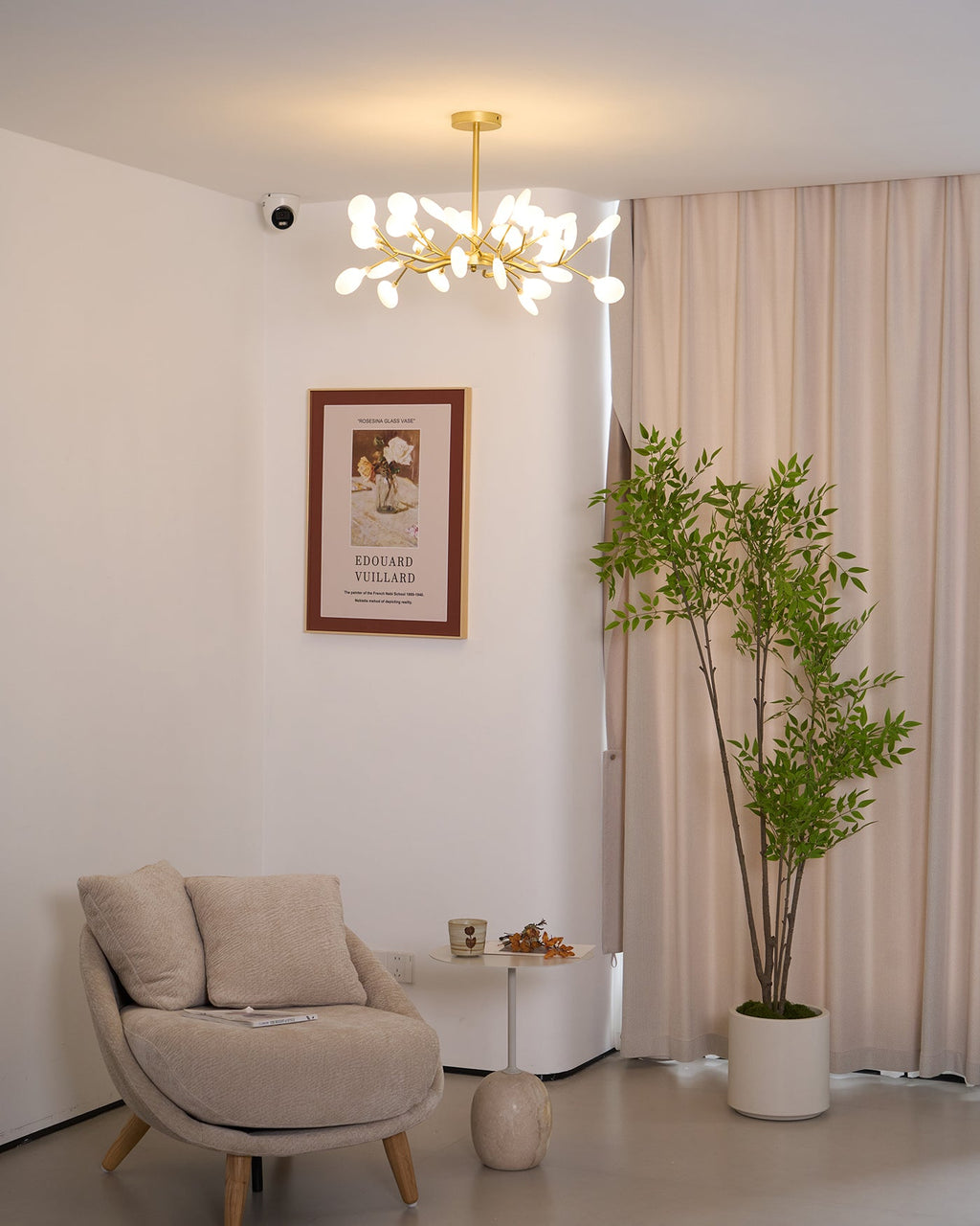 Branching Sputnik Chandelier With Frosted Teardrop Glass Shades
