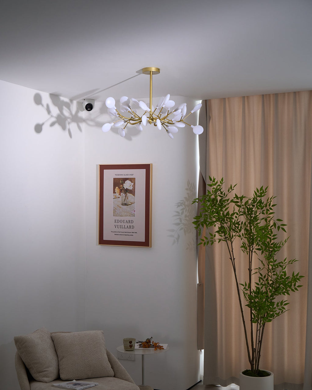 Branching Sputnik Chandelier With Frosted Teardrop Glass Shades