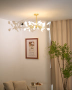Branching Sputnik Chandelier With Frosted Teardrop Glass Shades
