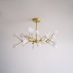 Branching Sputnik Chandelier With Frosted Teardrop Glass Shades