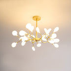 Branching Sputnik Chandelier With Frosted Teardrop Glass Shades