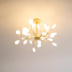 Branching Sputnik Chandelier With Frosted Teardrop Glass Shades
