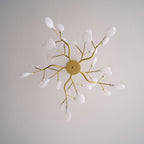 Branching Sputnik Chandelier With Frosted Teardrop Glass Shades