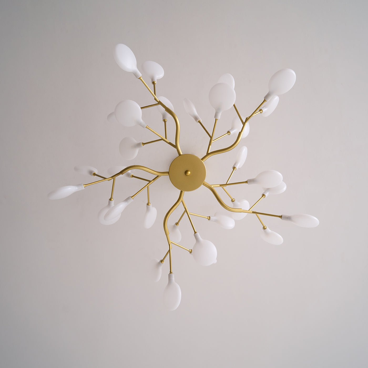 Branching Sputnik Chandelier With Frosted Teardrop Glass Shades