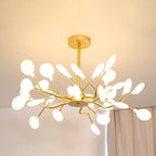 Branching Sputnik Chandelier With Frosted Teardrop Glass Shades