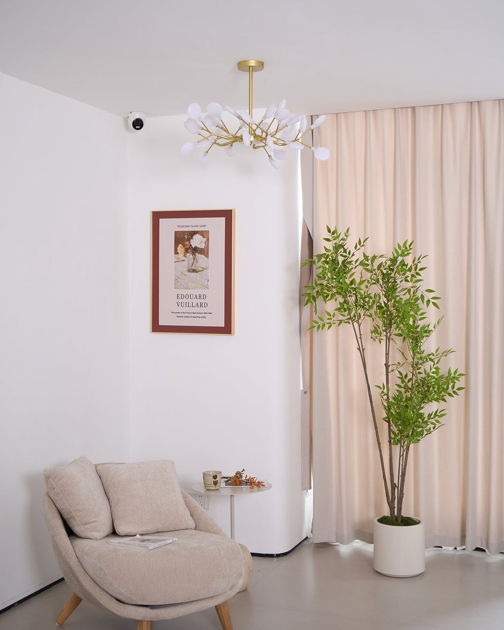 Branching Sputnik Chandelier With Frosted Teardrop Glass Shades