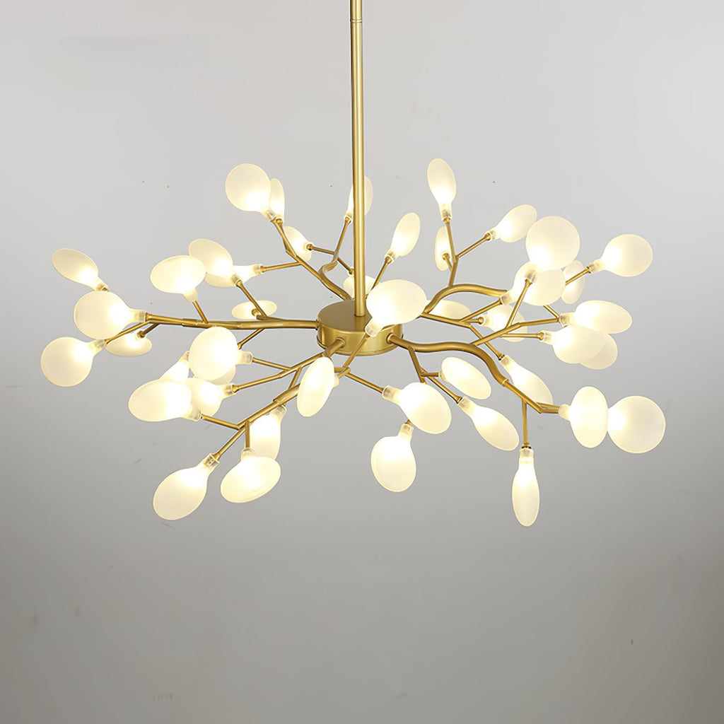Branching Sputnik Chandelier With Frosted Teardrop Glass Shades