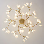 Branching Sputnik Chandelier With Frosted Teardrop Glass Shades