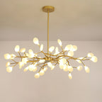 Branching Sputnik Chandelier With Frosted Teardrop Glass Shades