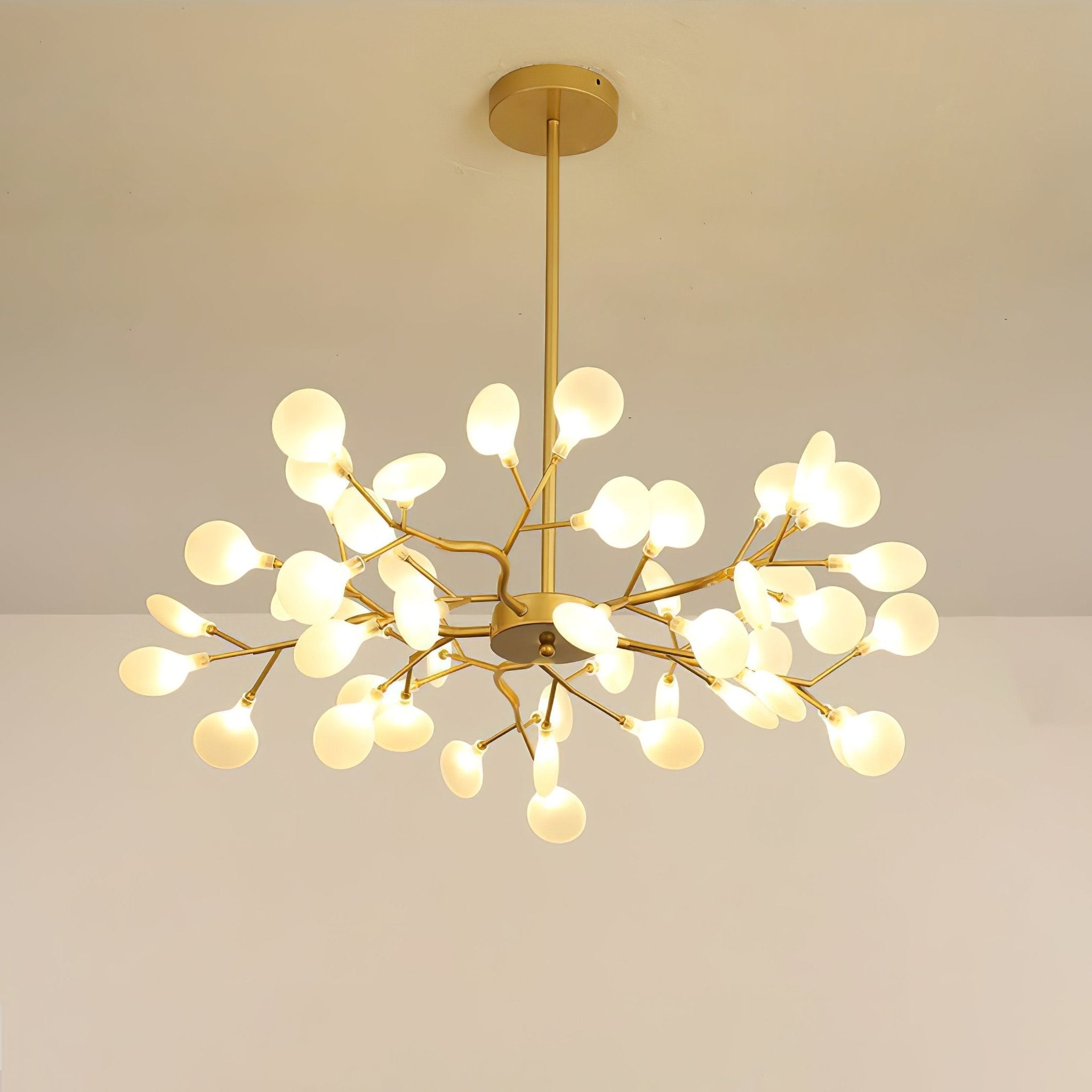 Branching Sputnik Chandelier With Frosted Teardrop Glass Shades