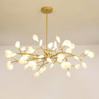 Branching Sputnik Chandelier With Frosted Teardrop Glass Shades