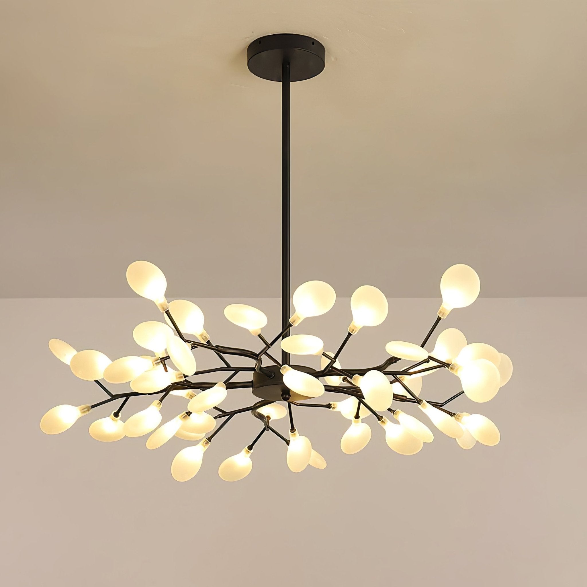 Branching Sputnik Chandelier With Frosted Teardrop Glass Shades