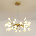 Branching Sputnik Chandelier With Frosted Teardrop Glass Shades