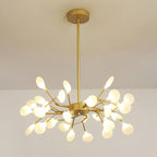 Branching Sputnik Chandelier With Frosted Teardrop Glass Shades