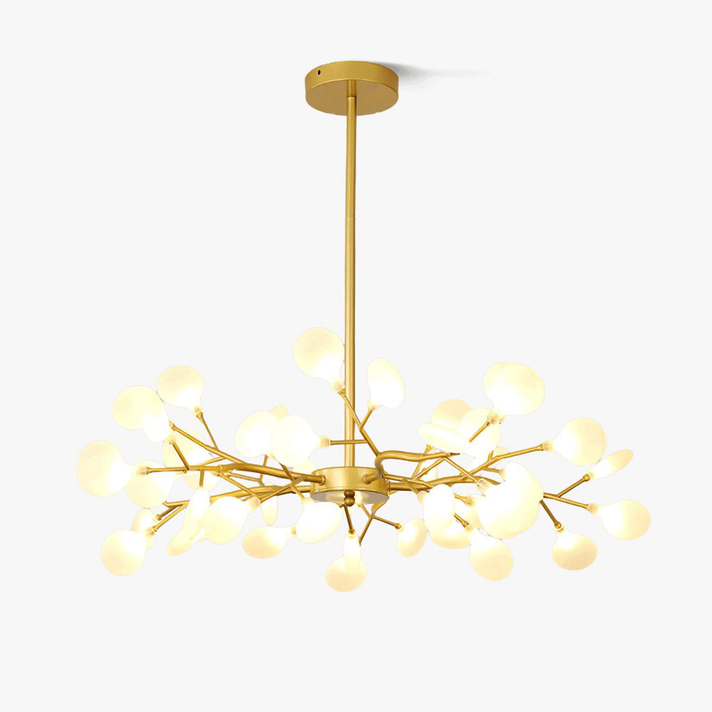 Branching Sputnik Chandelier With Frosted Teardrop Glass Shades