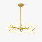 Branching Sputnik Chandelier With Frosted Teardrop Glass Shades