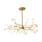 Branching Sputnik Chandelier With Frosted Teardrop Glass Shades