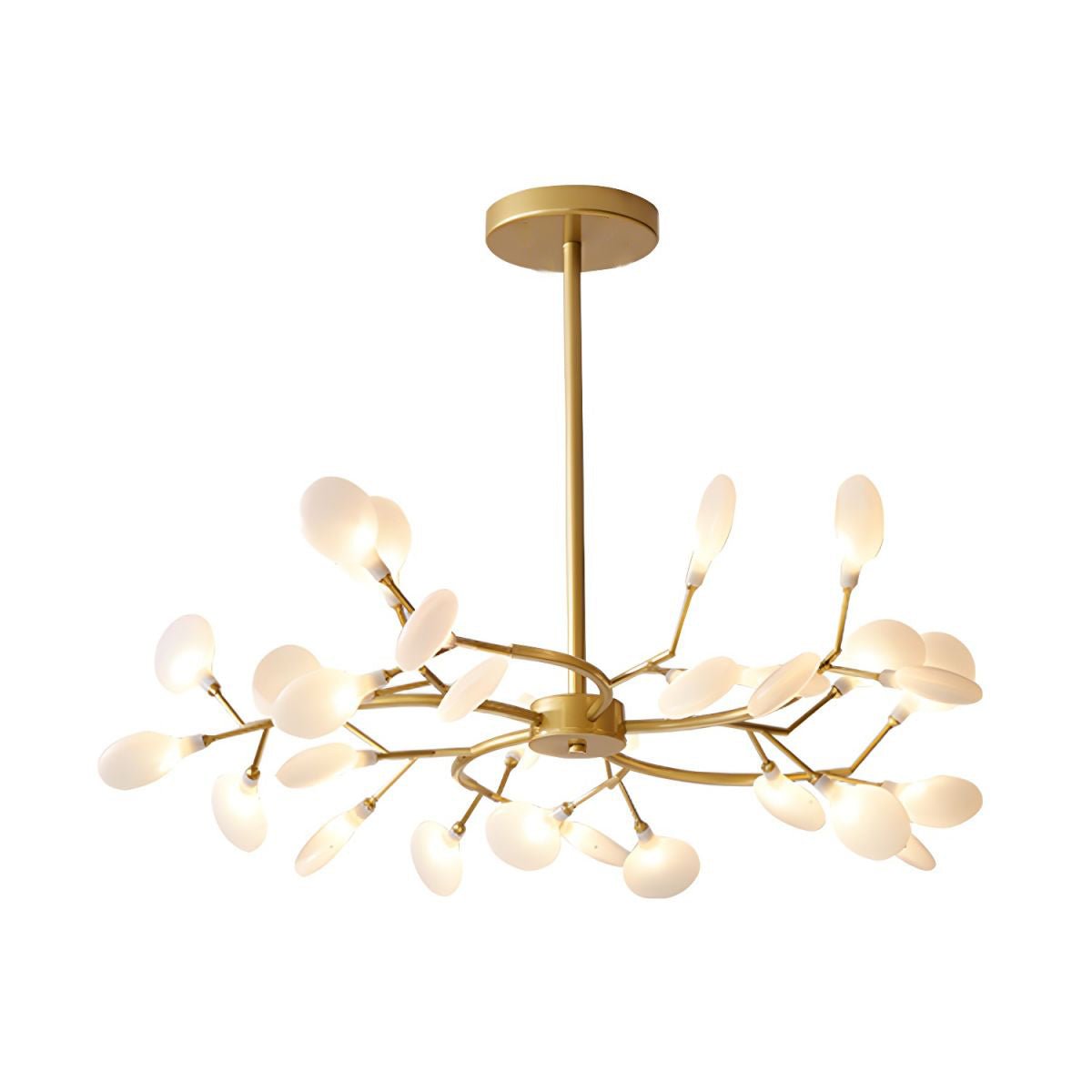 Branching Sputnik Chandelier With Frosted Teardrop Glass Shades