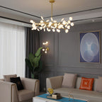 Branching Sputnik Chandelier With Frosted Teardrop Glass Shades