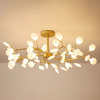 Branching Sputnik Chandelier With Frosted Teardrop Glass Shades