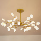 Branching Sputnik Chandelier With Frosted Teardrop Glass Shades