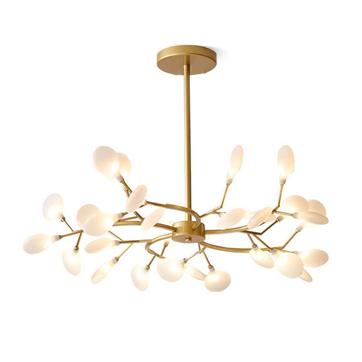 Branching Sputnik Chandelier With Frosted Teardrop Glass Shades