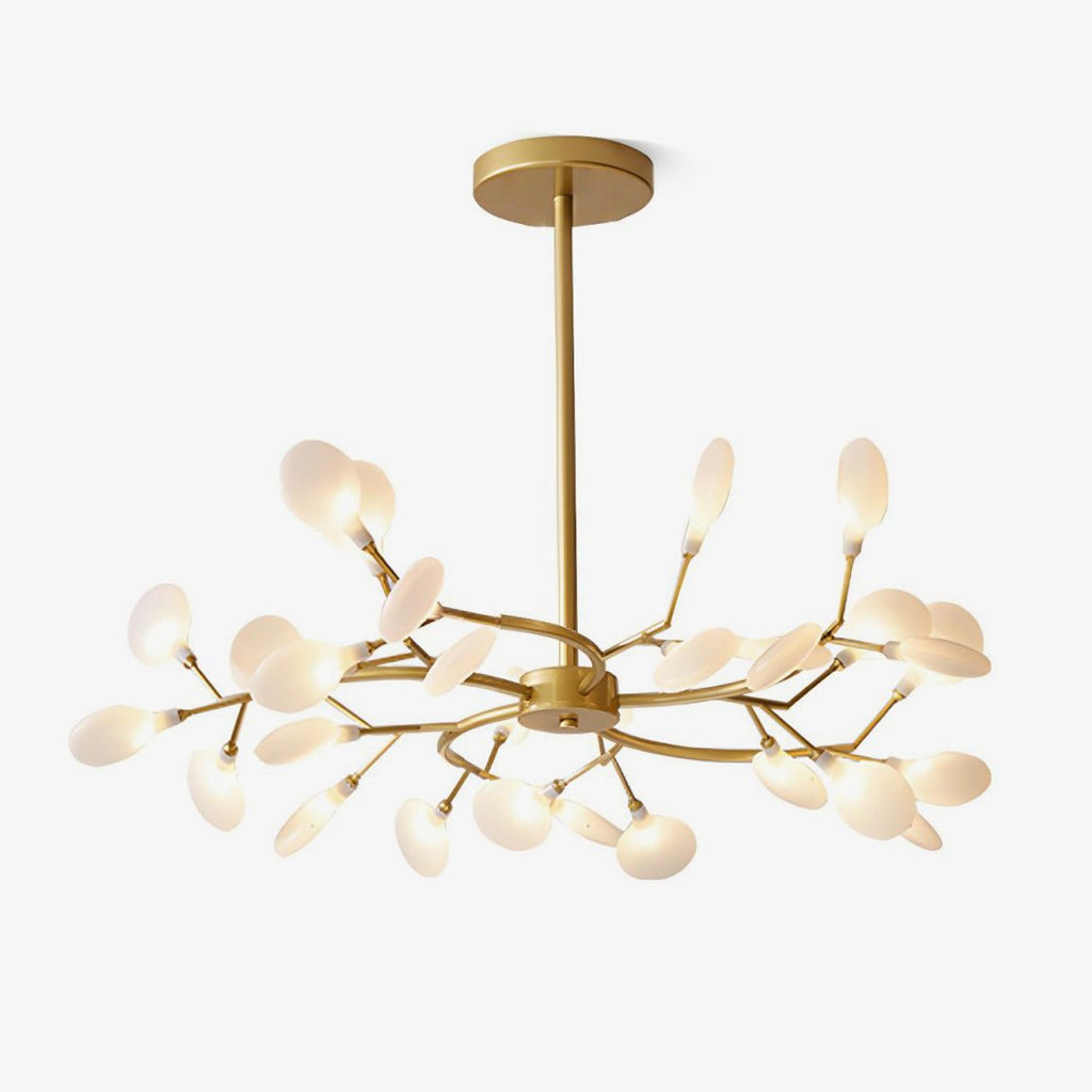 Branching Sputnik Chandelier With Frosted Teardrop Glass Shades